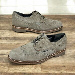 Mephisto Air Jet Derby Mens 8.5 Tan Brown Suede Wingtip Brogue Oxford Dress Shoe